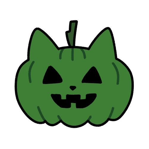 猫みたいなカボチャのイラスト 緑