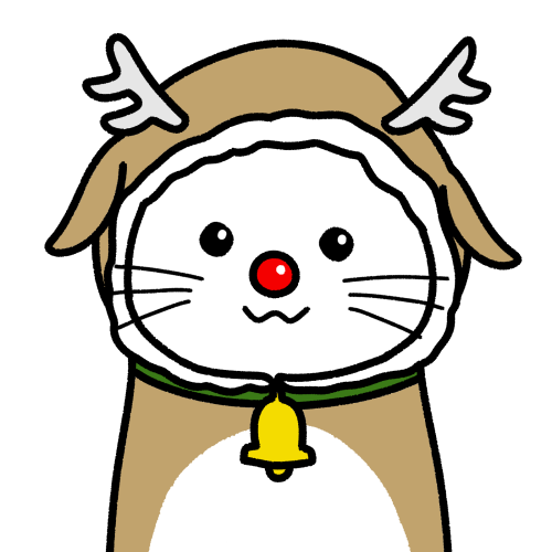 クリスマスにトナカイの格好をする猫のイラスト