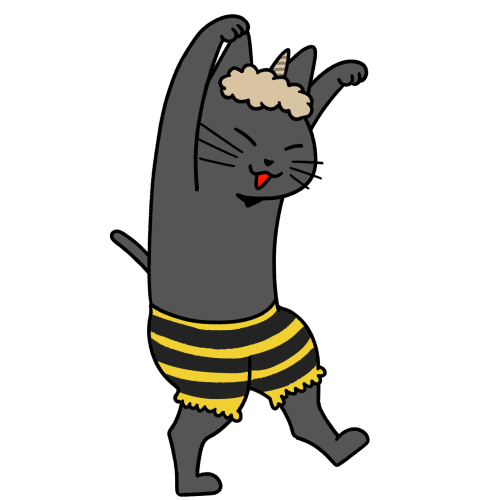 節分の鬼役をする黒猫のイラスト
