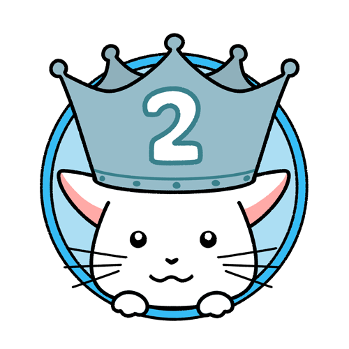 ランキング2位の王冠をかぶった猫のイラスト