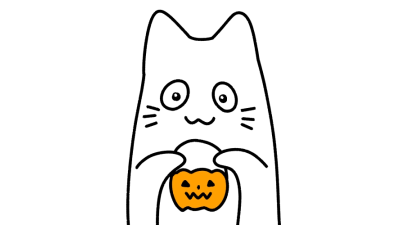 ハロウィンにお化けの仮装をする猫のイラスト