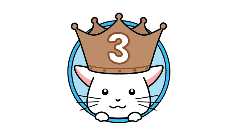 ランキング3位の王冠をかぶった猫のイラスト
