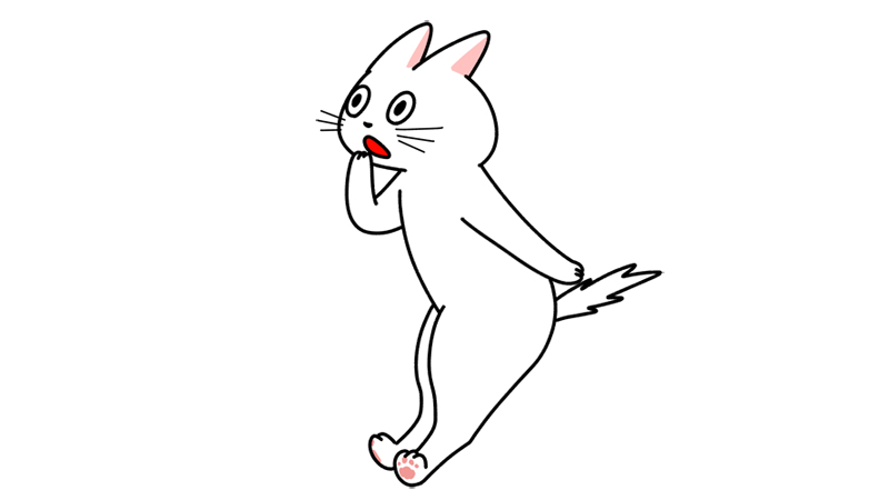 驚き飛び跳ねる猫のイラスト
