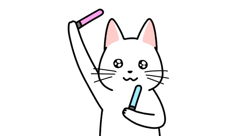 サイリウム・ペンライトを持っている猫のイラスト