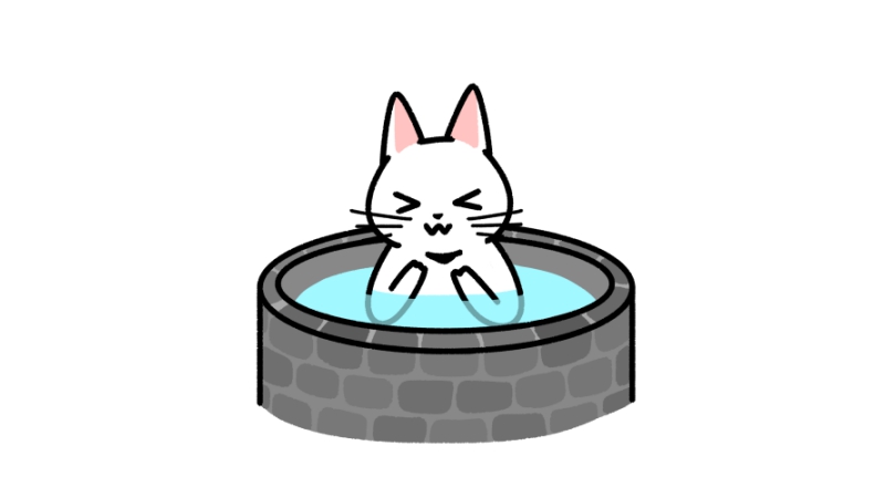 サウナ後の水風呂に入る猫のイラスト