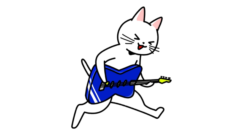 エレキギターを弾く猫のイラスト
