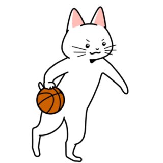 バスケットボールでドリブルする猫のイラスト ユニフォームあり 商用利用できる無料のフリーイラスト ふりねこ素材 商用利用できる無料の フリーイラスト ふりねこ素材