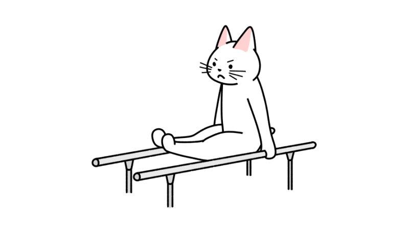 体操競技の平行棒をする猫のイラスト