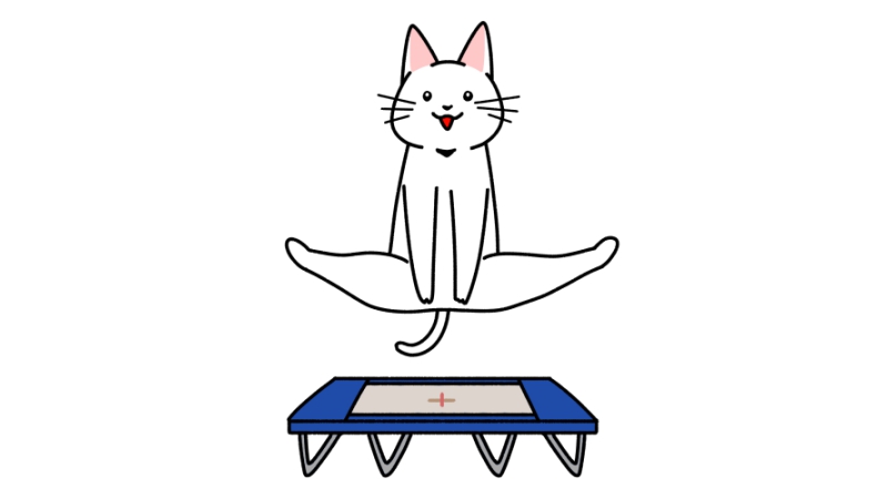 トランポリンの競技をする猫のイラスト