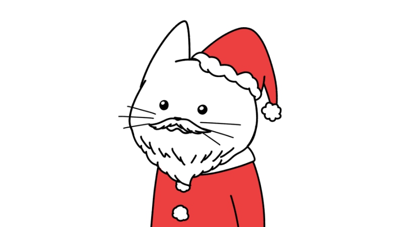 サンタクロースの格好をした猫のイラスト