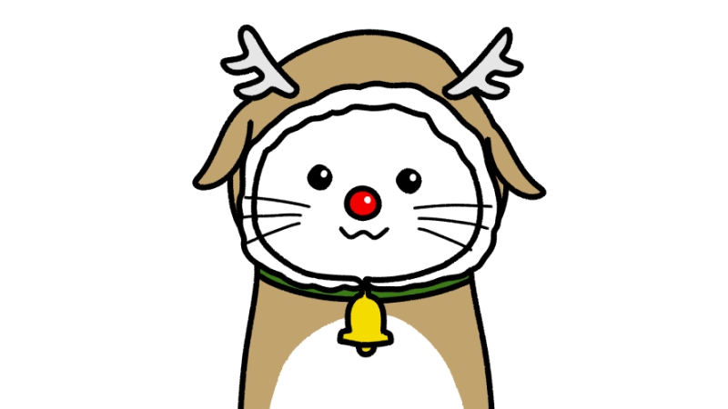 クリスマスにトナカイの格好をする猫のイラスト