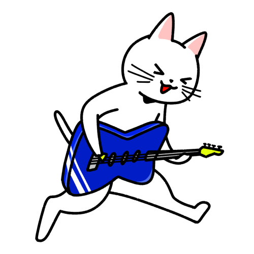 エレキギターを弾く猫のイラスト
