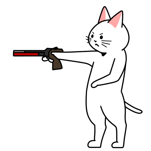 射撃（レーザーラン）をする猫のイラスト