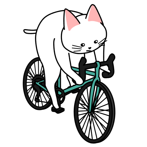 ロードバイク（自転車）で走る猫のイラスト