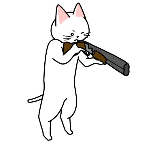 ライフルで射撃する猫のイラスト