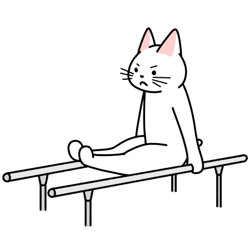 体操競技の平行棒をする猫のイラスト