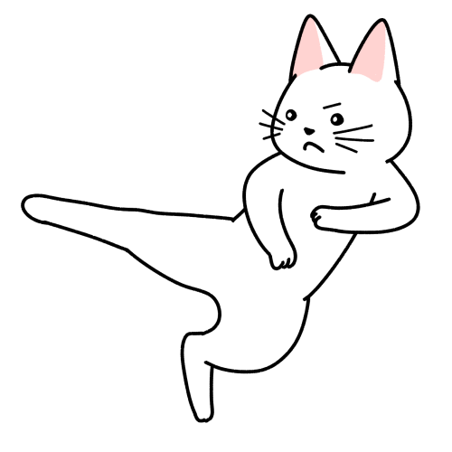 テコンドーでキックする猫のイラスト