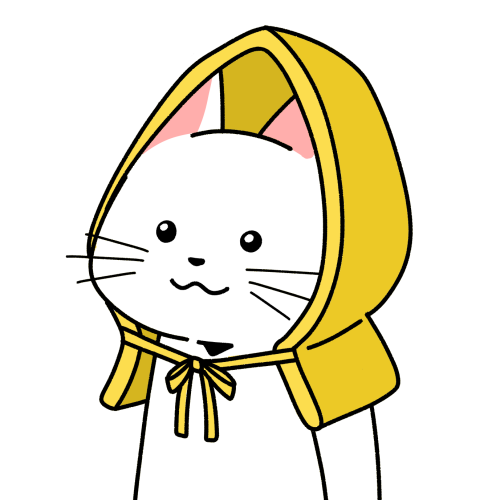 防災頭巾をかぶる猫のイラスト