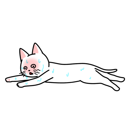 熱中症（暑さ）で倒れる猫のイラスト