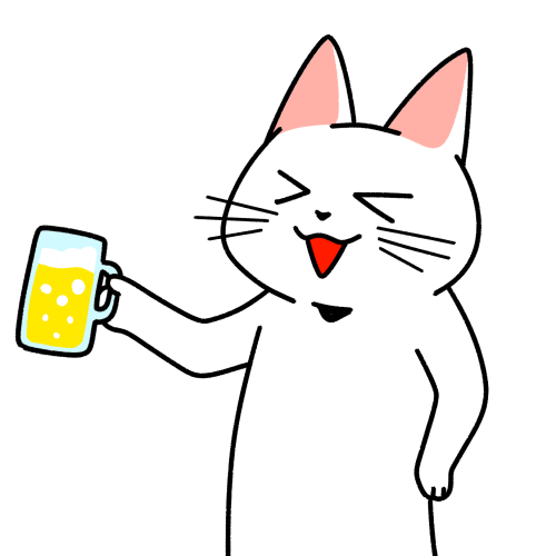 ジョッキでビールを飲む猫のイラスト