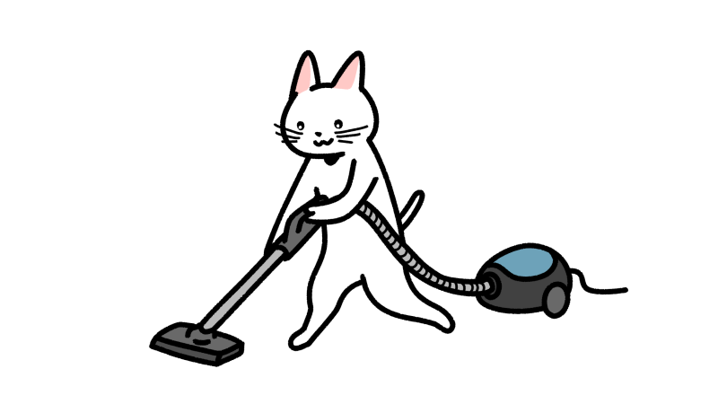 掃除機をかける猫のイラスト