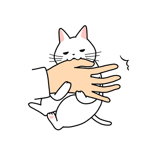 飼い主の手を噛む猫のイラスト