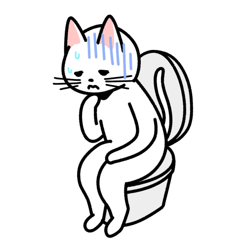 トイレで困っている猫のイラスト