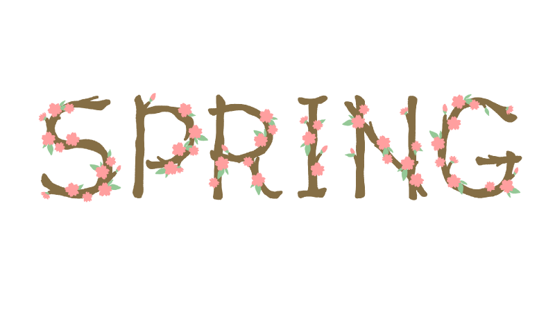 桜咲く「SPRING」のかわいい手書き文字