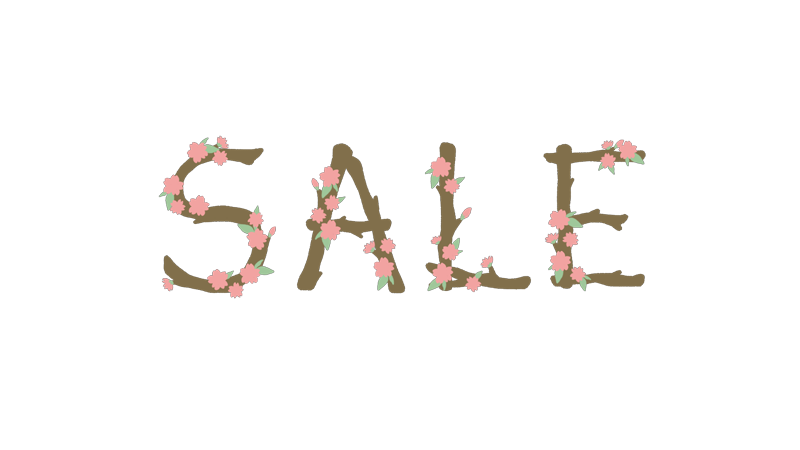 桜咲く「SALE」のかわいい手書き文字