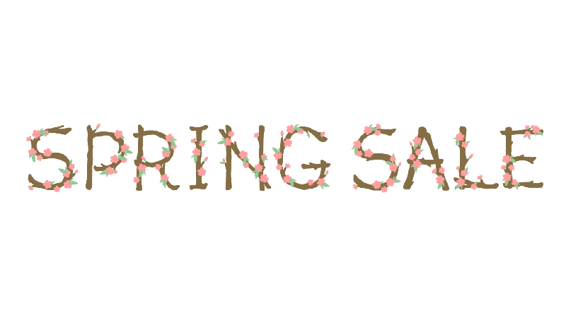 桜咲く「SPRING SALE」のかわいい手書き文字
